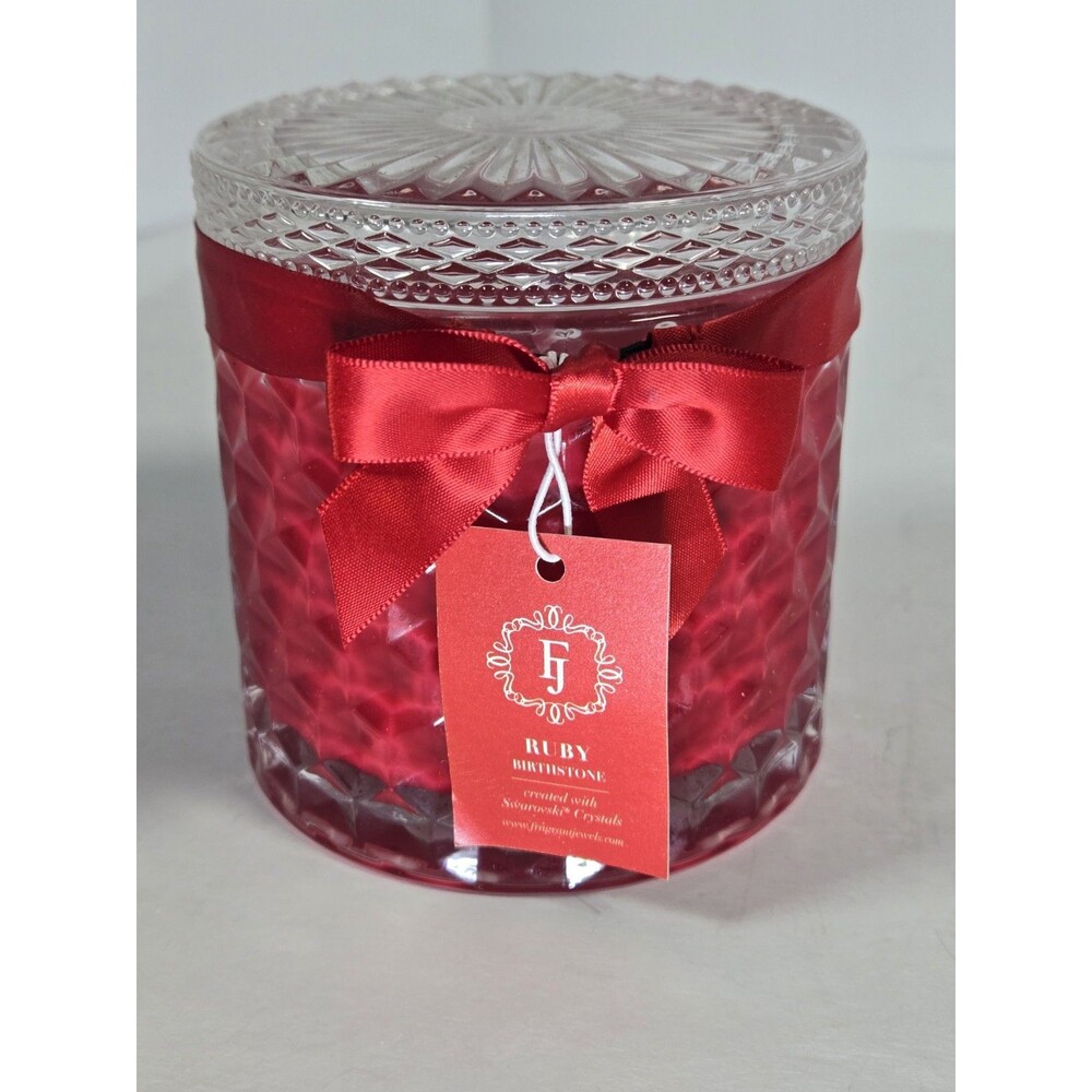 Fragrant Jewels Ruby Birthstone Candle Swarovski Ring Size 8 11 oz Satin